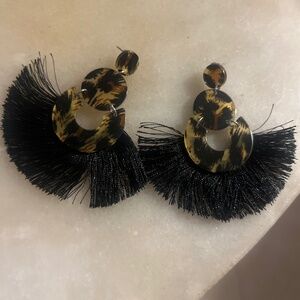 Acrylic tassel animal print stud earrings